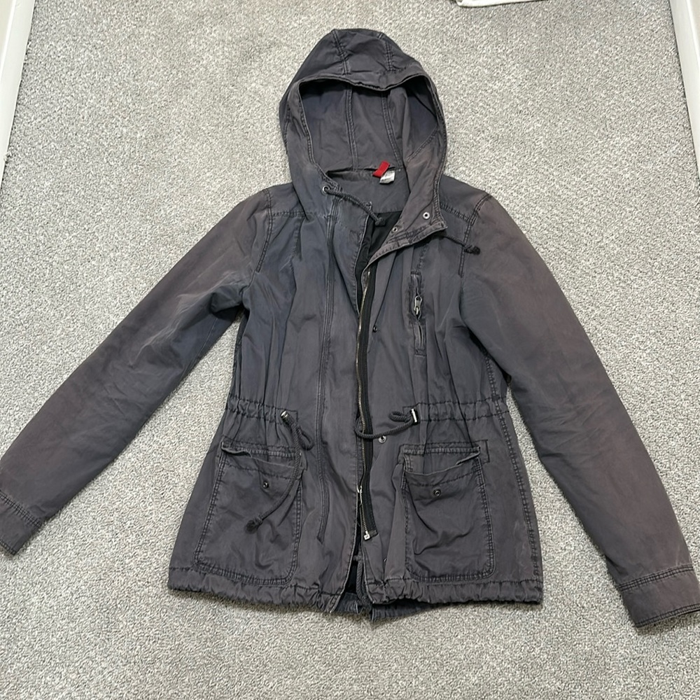 Grey utility jacket with hood